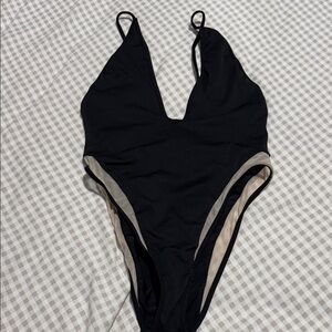 Forever 21 Black and Cream One-Piece Swimsuit